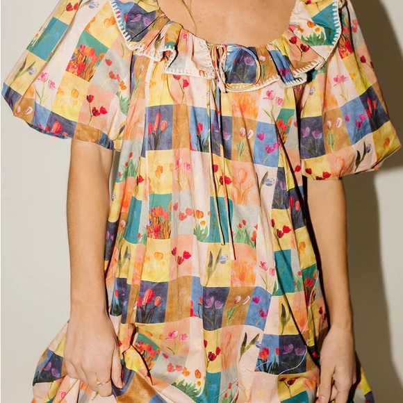 Colorful Patchwork Ruffle Dress - Picture 2 of 11